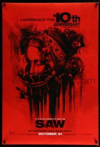 4r677 SAW teaser DS 1sh R14 cool art of terrified Shawnee Smith trapped in brutal torture helmet!
