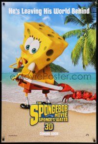 4r720 SPONGEBOB MOVIE: SPONGE OUT OF WATER teaser DS 1sh '15 wacky Coppertone parody image w/ crab