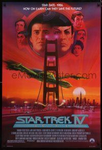 4r730 STAR TREK IV 1sh '86 art of Leonard Nimoy, Shatner & Klingon Bird-of-Prey by Bob Peak!