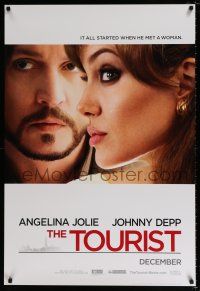 4r783 TOURIST teaser DS 1sh '10 von Donnersmarck, cool image of Johnny Depp & Angelina Jolie!