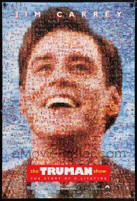 4r800 TRUMAN SHOW teaser DS 1sh '98 really cool mosaic art of Jim Carrey, Peter Weir