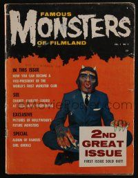 4s199 FAMOUS MONSTERS OF FILMLAND vol 1 no 2 magazine '58 pictures of Hollywood's future monsters!