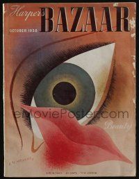 4s244 HARPER'S BAZAAR magazine October 1938 wonderful cover art by Adolphe Mouron Cassandre!