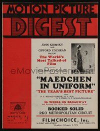 4s025 MOTION PICTURE DIGEST exhibitor magazine Mar 9, 1933 most talked about Maedchen in Uniform!