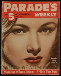 4s183 PARADE magazine October 1, 1942 sexy Veronica Lake won stardom with a hair-do!