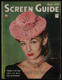 4s189 SCREEN GUIDE magazine April 1944 Veronica Lake by Albin, Ginger Rogers & Hutton in color!