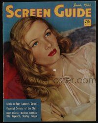 4s181 SCREEN GUIDE magazine June 1942 Veronica Lake + Dietrich, Hayworth & Temple color photos!