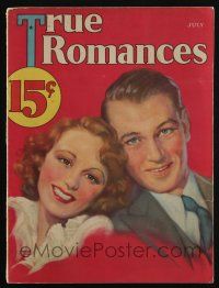 4s283 TRUE ROMANCES magazine July 1933 art of Gary Cooper & Dorothy Jordan by George Wren!