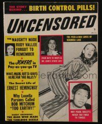 4s193 UNCENSORED magazine April 1956 peek-a-boo loves of Veronica Lake, birth control + more!