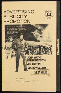 4s495 HELLFIGHTERS pressbook '69 John Wayne as fireman Red Adair, Katharine Ross, blazing inferno!