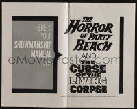 4s506 HORROR OF PARTY BEACH/CURSE OF THE LIVING CORPSE pressbook '64 horror double-bill!