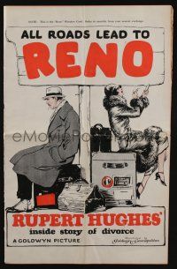 4s654 RENO pressbook '23 Rupert Hughes' inside story of divorce, window card image on cover!