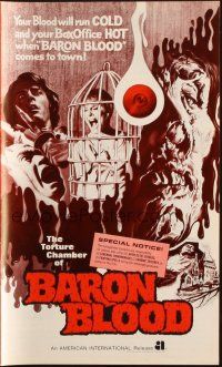 4s344 BARON BLOOD pressbook '72 Mario Bava, the ultimate in human agony, torture beyond belief!
