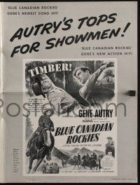 4s360 BLUE CANADIAN ROCKIES pressbook '52 Gene Autry & Champion chop down lumberjack hijackers!