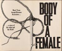 4s362 BODY OF A FEMALE pressbook '64 a story of the whip and the flesh, abnormal sexual behavior!