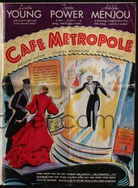 4s379 CAFE METROPOLE pressbook '37 Loretta Young, Tyrone Power, Adolphe Menjou, cool Epstein art!