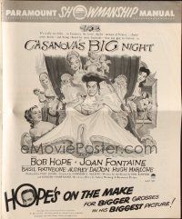 4s387 CASANOVA'S BIG NIGHT pressbook '54 wacky artwork of Bob Hope in bed, Joan Fontaine!