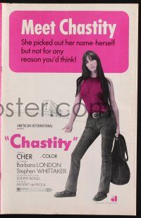4s388 CHASTITY pressbook '69 AIP, written & produced by Sonny Bono, hitchhiking Cher!