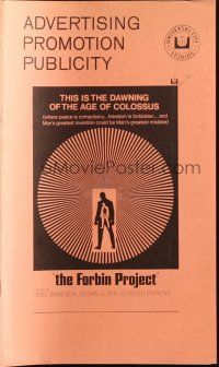 4s393 COLOSSUS: THE FORBIN PROJECT pressbook '70 the day man built himself out of existence!