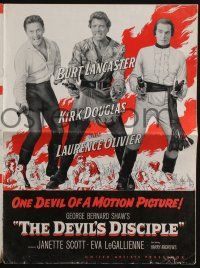 4s423 DEVIL'S DISCIPLE pressbook '59 Burt Lancaster, Kirk Douglas & Laurence Olivier all with guns!