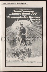 4s426 DIAMONDS ARE FOREVER pressbook '71 art of Sean Connery as James Bond by Robert McGinnis!
