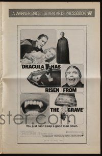 4s434 DRACULA HAS RISEN FROM THE GRAVE pressbook '69 Hammer, Christopher Lee as the vampire!