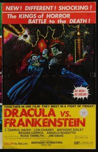 4s435 DRACULA VS. FRANKENSTEIN pressbook '71 art of the kings of horror battling to the death!