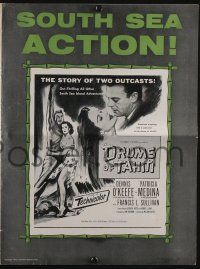 4s437 DRUMS OF TAHITI pressbook '53 Dennis O'Keefe & Patricia Medina, a story of two outcasts!