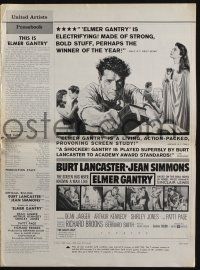 4s440 ELMER GANTRY pressbook '60 Jean Simmons & Shirley Jones damn Burt Lancaster's soul!