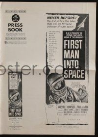 4s451 FIRST MAN INTO SPACE pressbook '59 the most dangerous & daring mission, cool astronaut art!