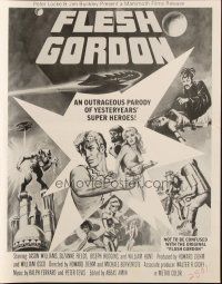 4s458 FLESH GORDON pressbook '74 sexy sci-fi spoof, different wacky erotic super hero art!