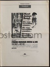 4s467 FROM RUSSIA WITH LOVE pressbook '64 Sean Connery is Ian Fleming's James Bond 007!