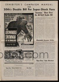 4s475 GHOST DIVER/ABOMINABLE SNOWMAN OF THE HIMALAYAS pressbook '57 2-bill for super-shock fans!