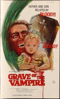 4s486 GRAVE OF THE VAMPIRE pressbook '72 wacky art of father & son related by everyone's blood!