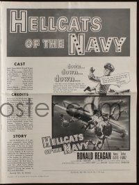 4s494 HELLCATS OF THE NAVY pressbook '57 art of Ronald Reagan in the only movie he made with Nancy!