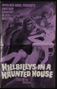 4s498 HILLBILLYS IN A HAUNTED HOUSE pressbook '67 country music, art of wacky ape & sexy girl!