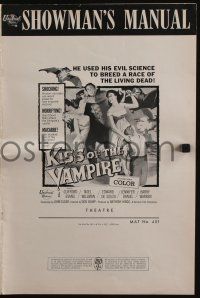 4s545 KISS OF THE VAMPIRE pressbook '63 Hammer, cool art of devil bats attacking by Joseph Smith!