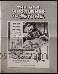 4s568 MAN WHO TURNED TO STONE pressbook '57 Jory practices unholy medicine, sexy horror art!