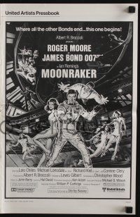 4s588 MOONRAKER pressbook '79 art of Roger Moore as James Bond & sexy space babes by Goozee!