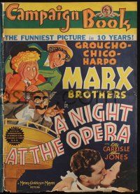 4s603 NIGHT AT THE OPERA pressbook '35 Groucho Marx, Chico Marx, Harpo Marx, Hirschfeld art!