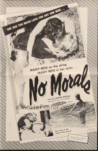 4s606 NO MORALS pressbook '55 sexy Jeanne Moreau had too much love for any one man!