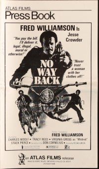 4s607 NO WAY BACK pressbook '76 cool Joe Smith art of Fred Williamson riding motorcycle & shooting!