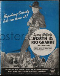 4s608 NORTH OF THE RIO GRANDE pressbook '37 William Boyd as Hopalong Cassidy + Gabby Hayes!