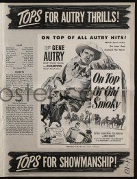 4s613 ON TOP OF OLD SMOKY pressbook '53 great images of Gene Autry & his horse Champion!