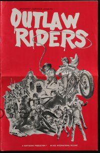 4s621 OUTLAW RIDERS pressbook '71 art of motorcycle gang, tough as leather, harder than steel!