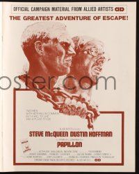 4s626 PAPILLON pressbook '73 great art of prisoners Steve McQueen & Dustin Hoffman by Tom Jung!