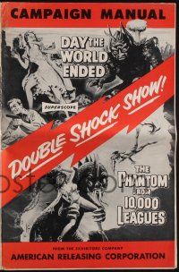 4s633 PHANTOM FROM 10,000 LEAGUES/DAY THE WORLD ENDED pressbook '56 schlock horror double-bill!