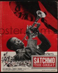 4s666 SATCHMO THE GREAT pressbook '57 nice image of Louis Armstrong playing his trumpet & singing!