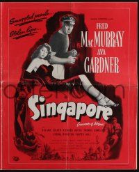 4s677 SINGAPORE pressbook '47 art of sexy full-length Ava Gardner + seaman Fred MacMurray with gun!