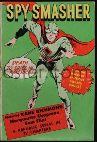 4s690 SPY SMASHER re-creation pressbook '70s the Whiz Comics super hero, death to spies in America!
